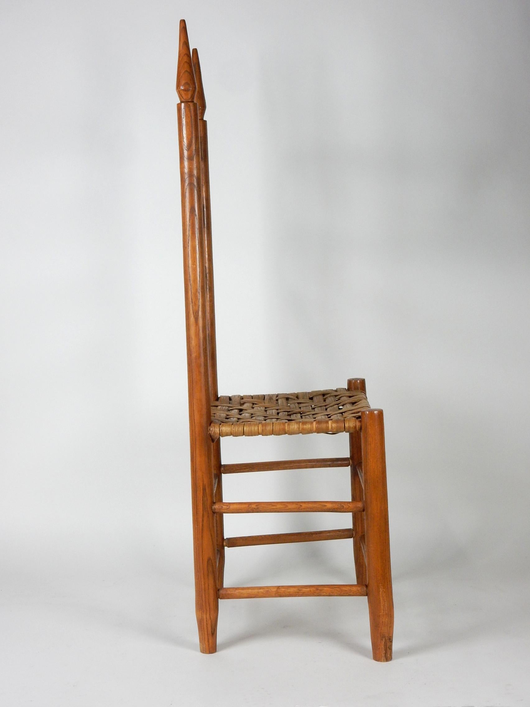 Antikes Esszimmerstuhl-Set im Pennsylvania Shaker-Stil mit hoher Leiterlehne und Binsen im Angebot 3
