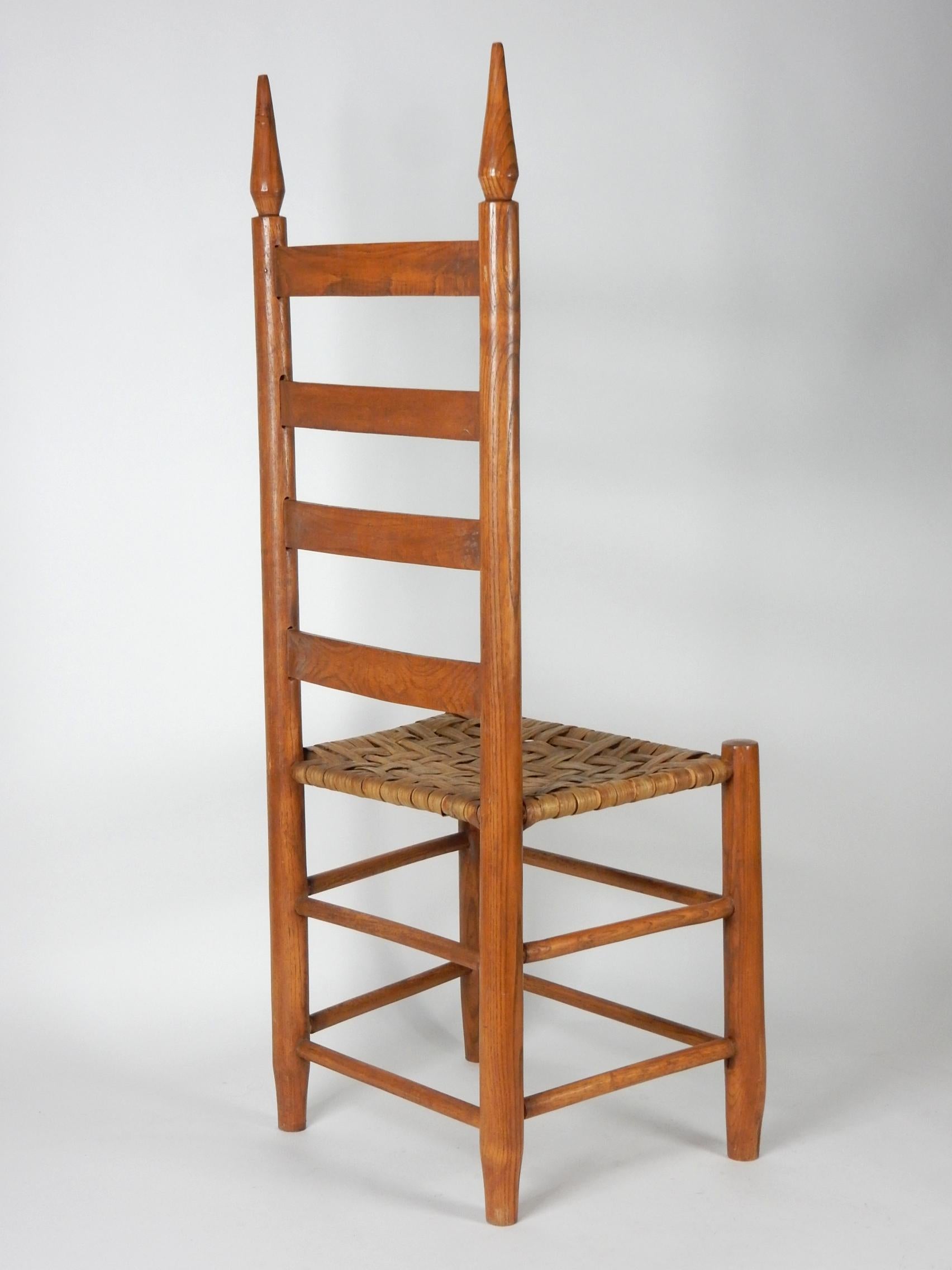 Antikes Esszimmerstuhl-Set im Pennsylvania Shaker-Stil mit hoher Leiterlehne und Binsen im Angebot 4