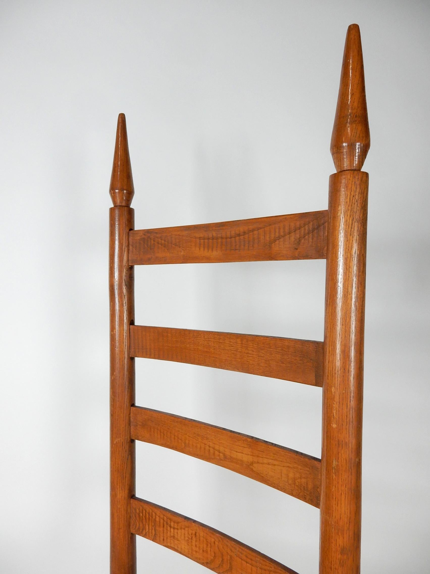 Antikes Esszimmerstuhl-Set im Pennsylvania Shaker-Stil mit hoher Leiterlehne und Binsen im Angebot 5
