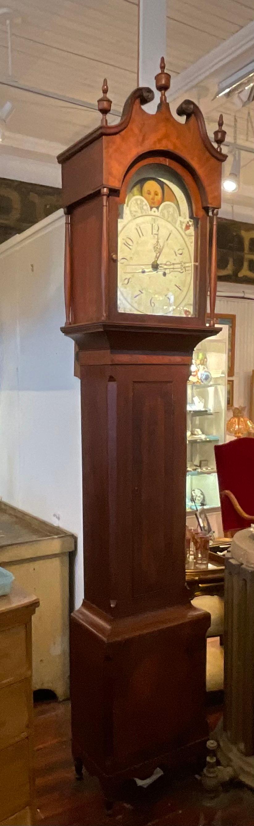 Antique Pennsylvania Tall Cherry Case Clock For Sale 4