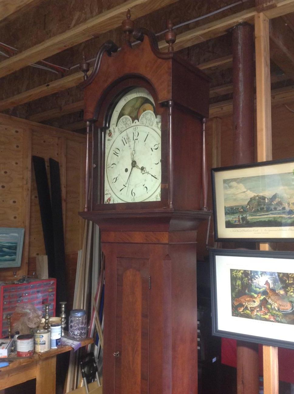 Américain Horloge ancienne de Pennsylvanie à grand boîtier en cerisier en vente
