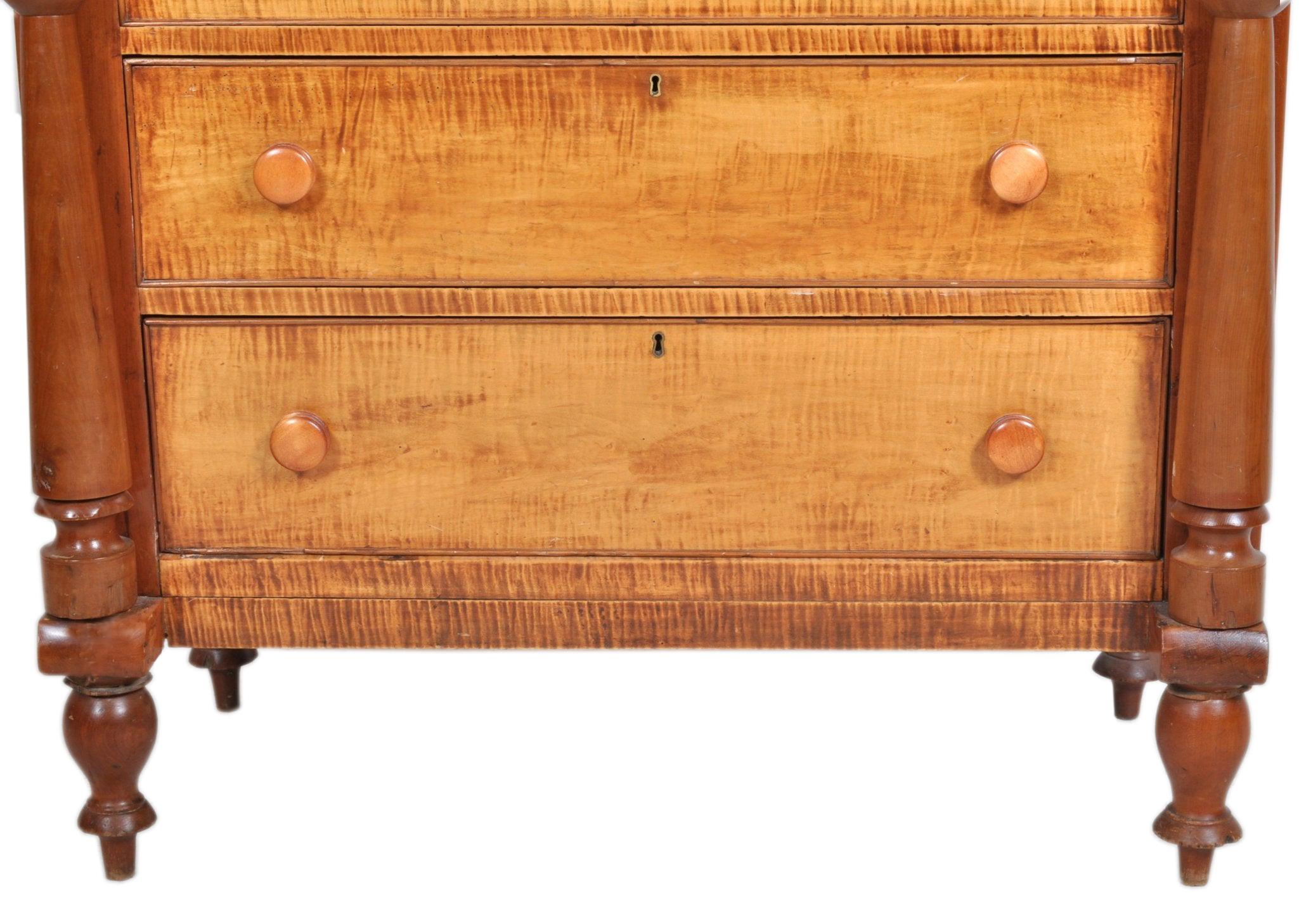American Antique Pennsylvanian 'Tiger Maple' Chest of Drawers, circa 1840