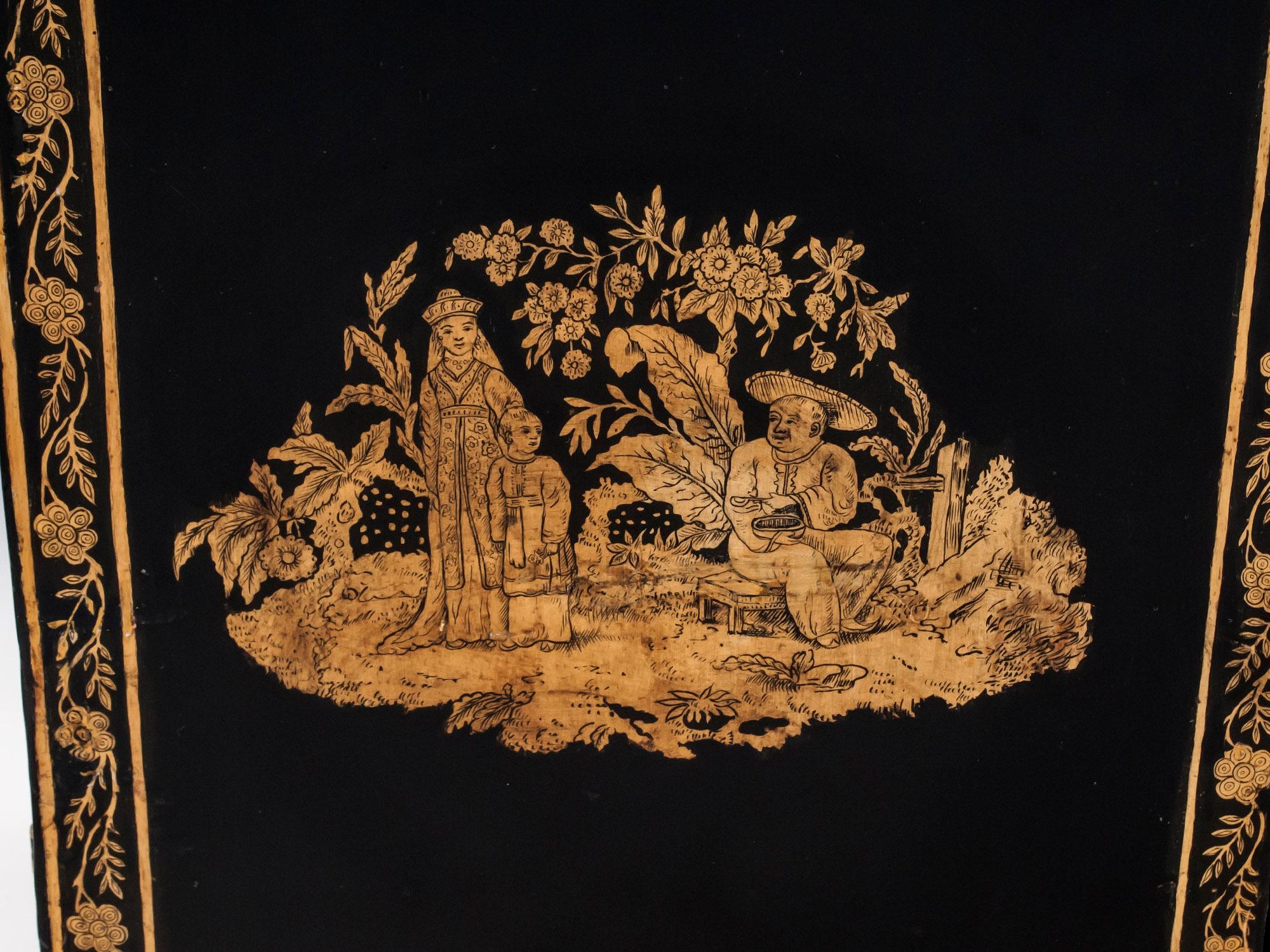 British Chinoiserie Penwork Grand Tour Treasure Cabinet Early 19th Century For Sale