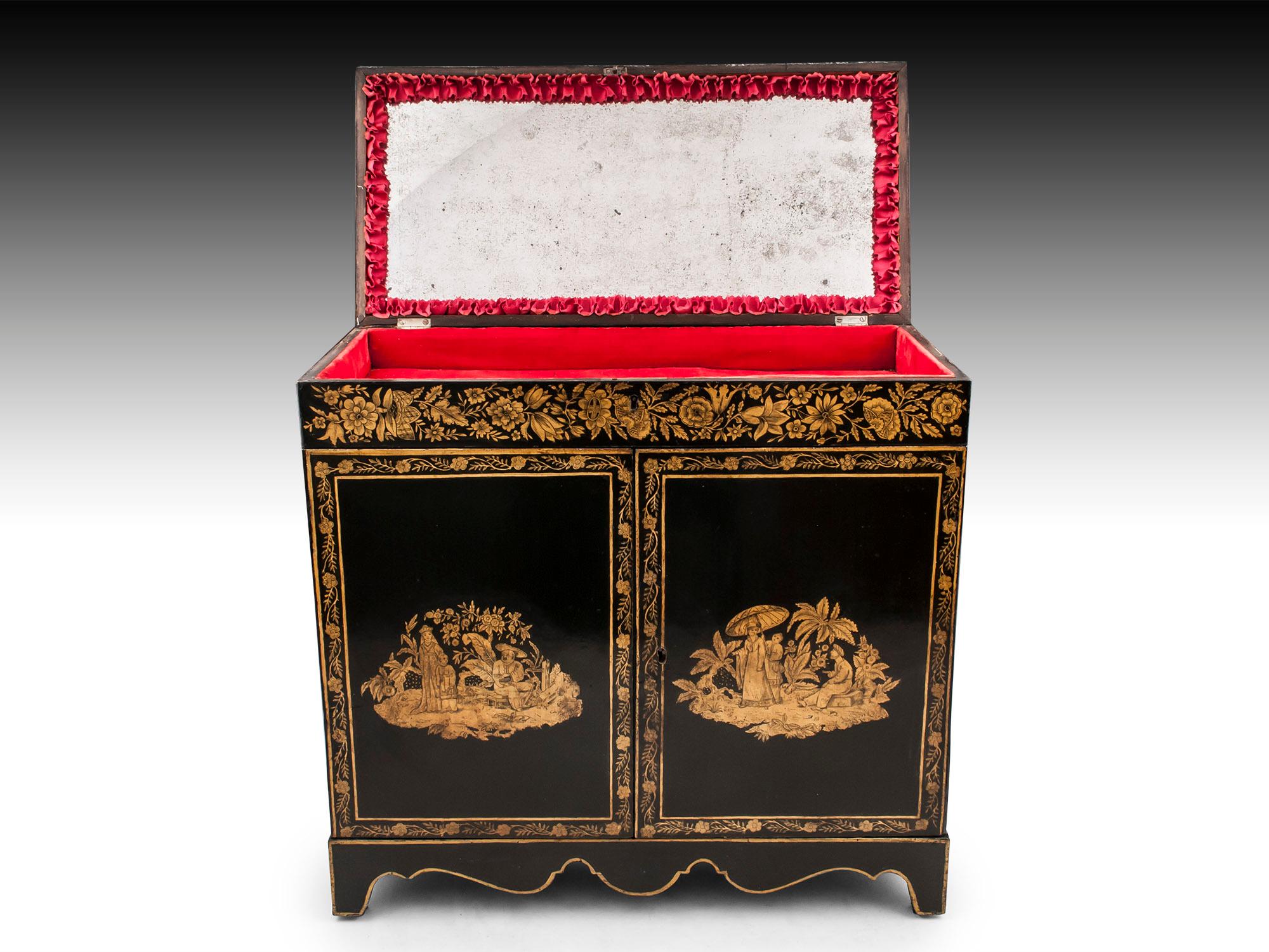 Chinoiserie Penwork Grand Tour Treasure Cabinet Early 19th Century For Sale 1