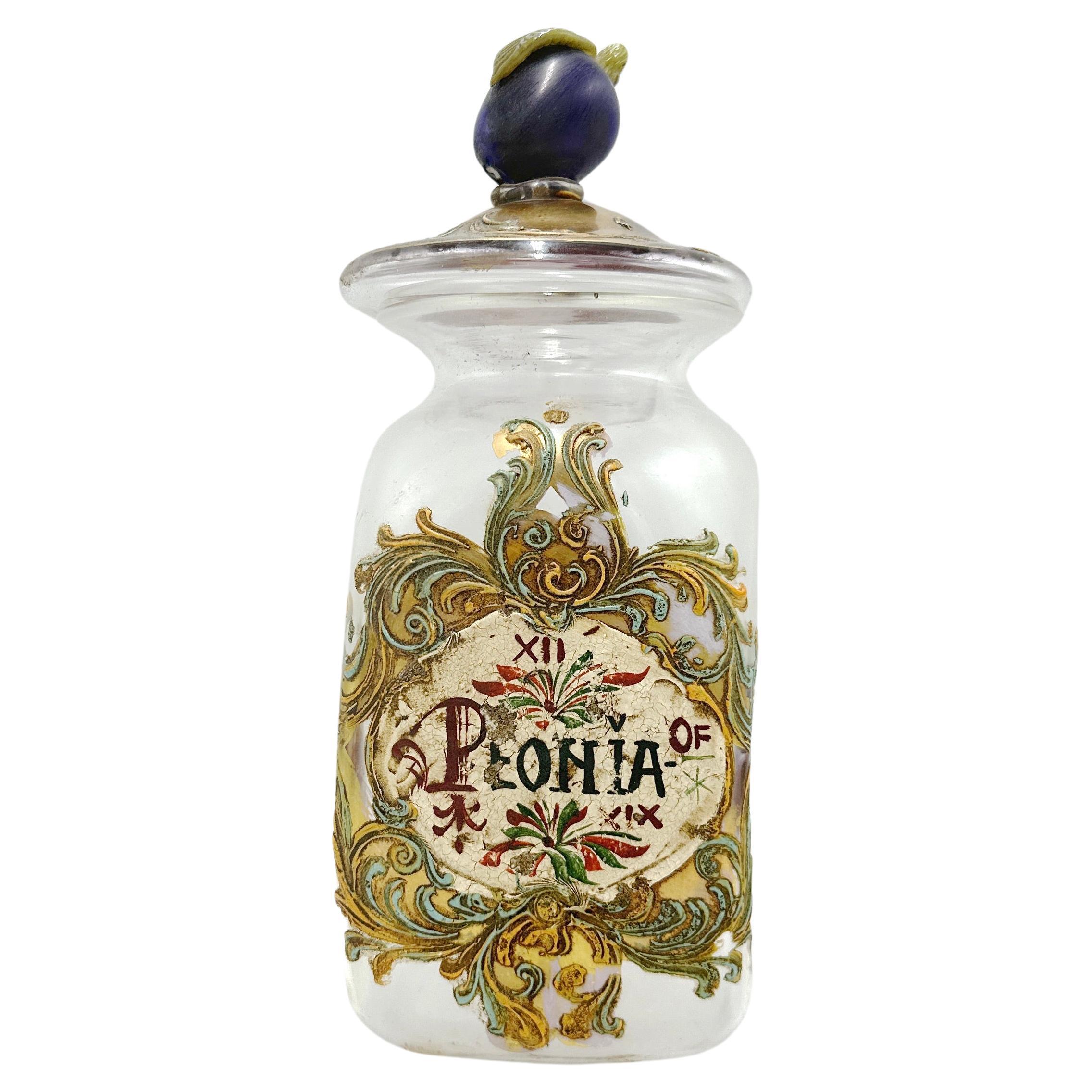 Antico vaso da farmacia "Peonia" in vetro di Murano