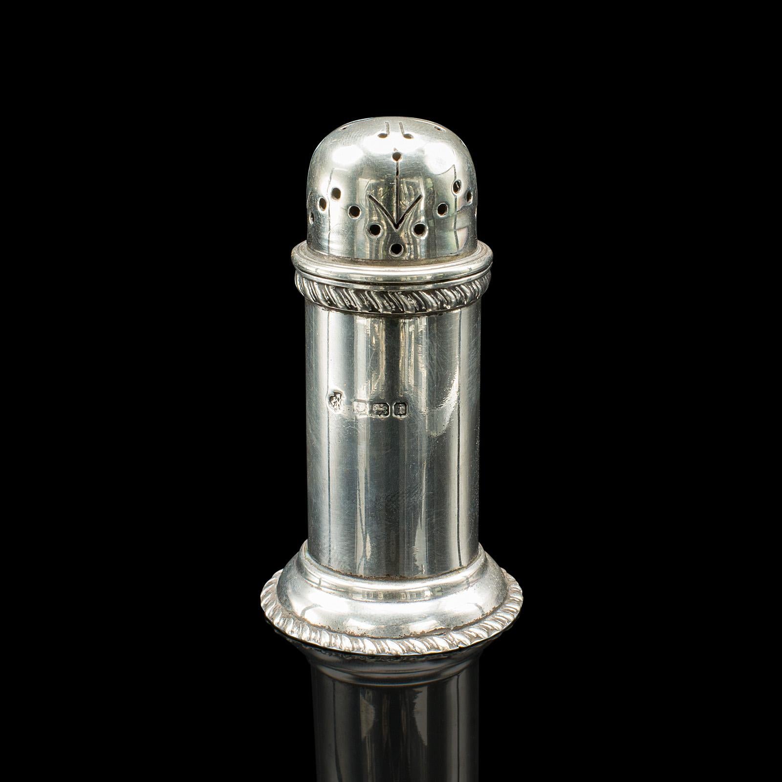 Antico Shakers, inglese, argento, edoardiano, marchio di garanzia, datato 1908 In condizioni buone in vendita a Hele, Devon, GB
