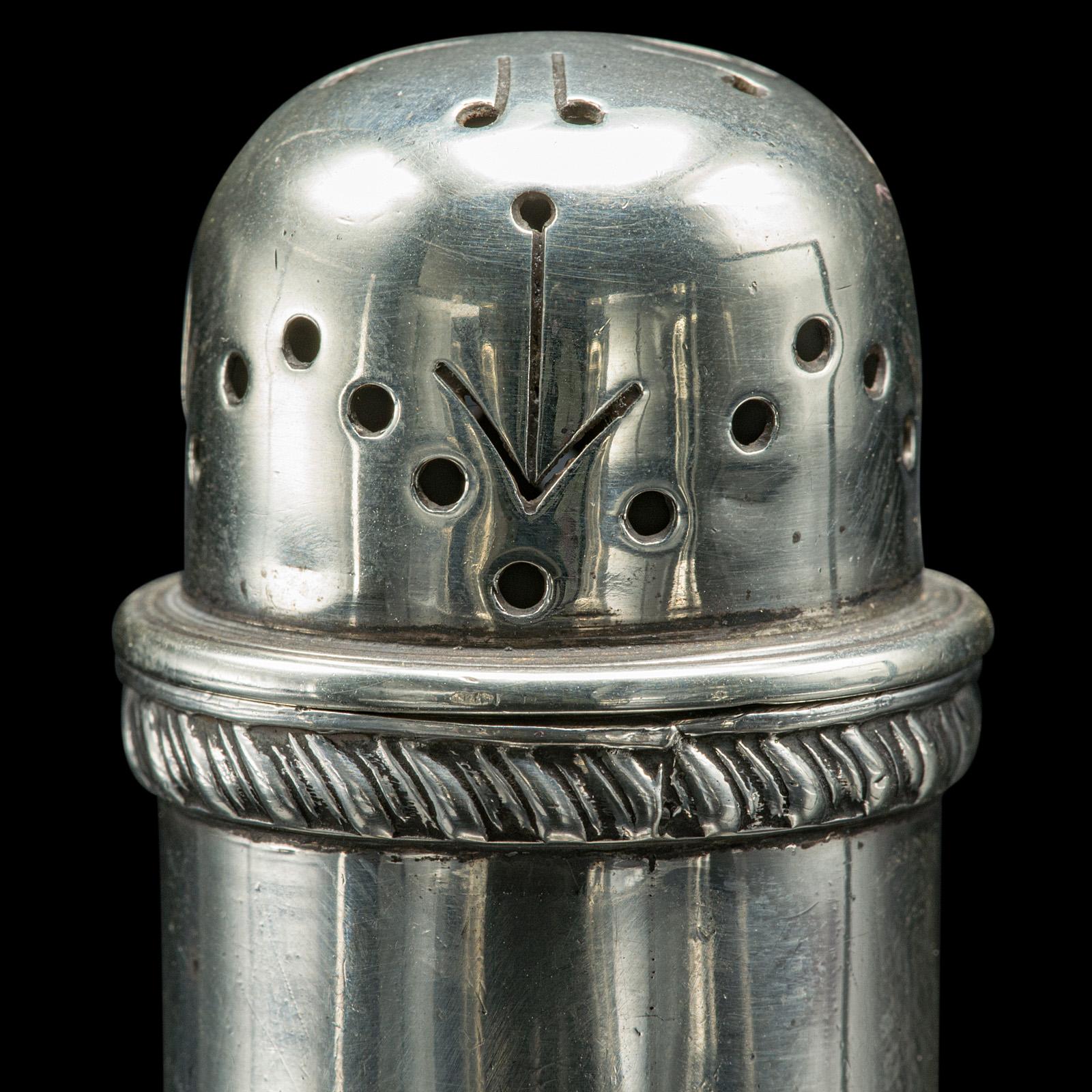 Antico Shakers, inglese, argento, edoardiano, marchio di garanzia, datato 1908 in vendita 2