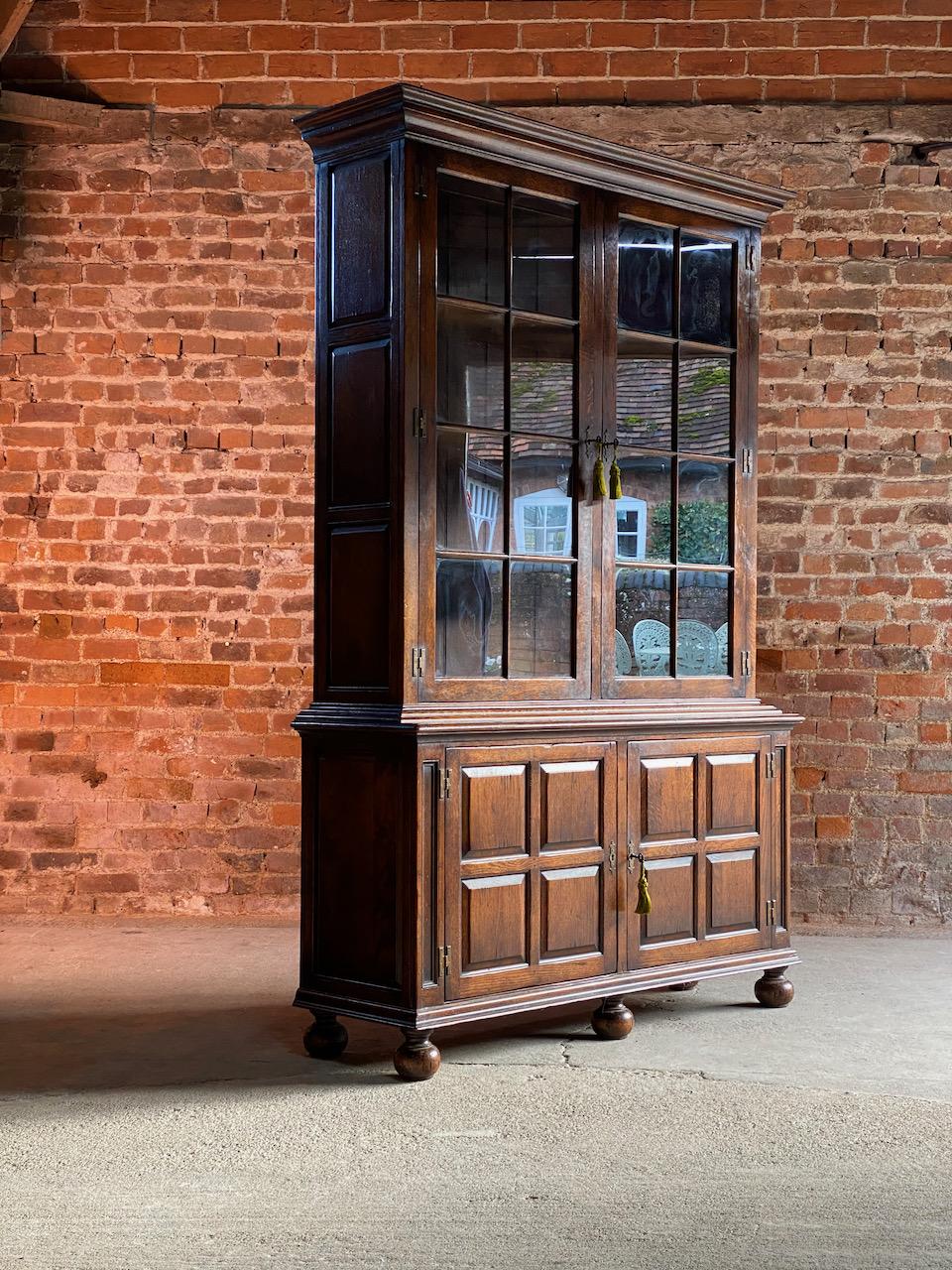 Victorian Antique Pepys Style Library Bookcase Oak Titchmarsh & Goodwin Style, circa 1960