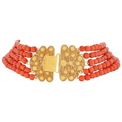 Antique Zeeland Netherlands Coral Necklace 18k c1850-60s