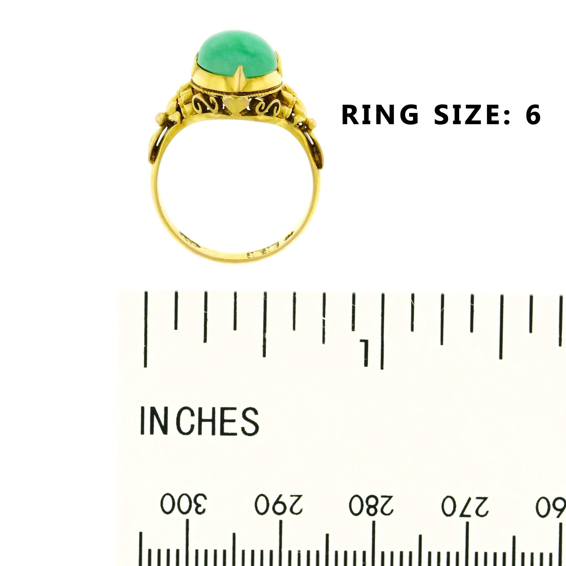 Antique Peranakan Jade Set Gold Ring 2