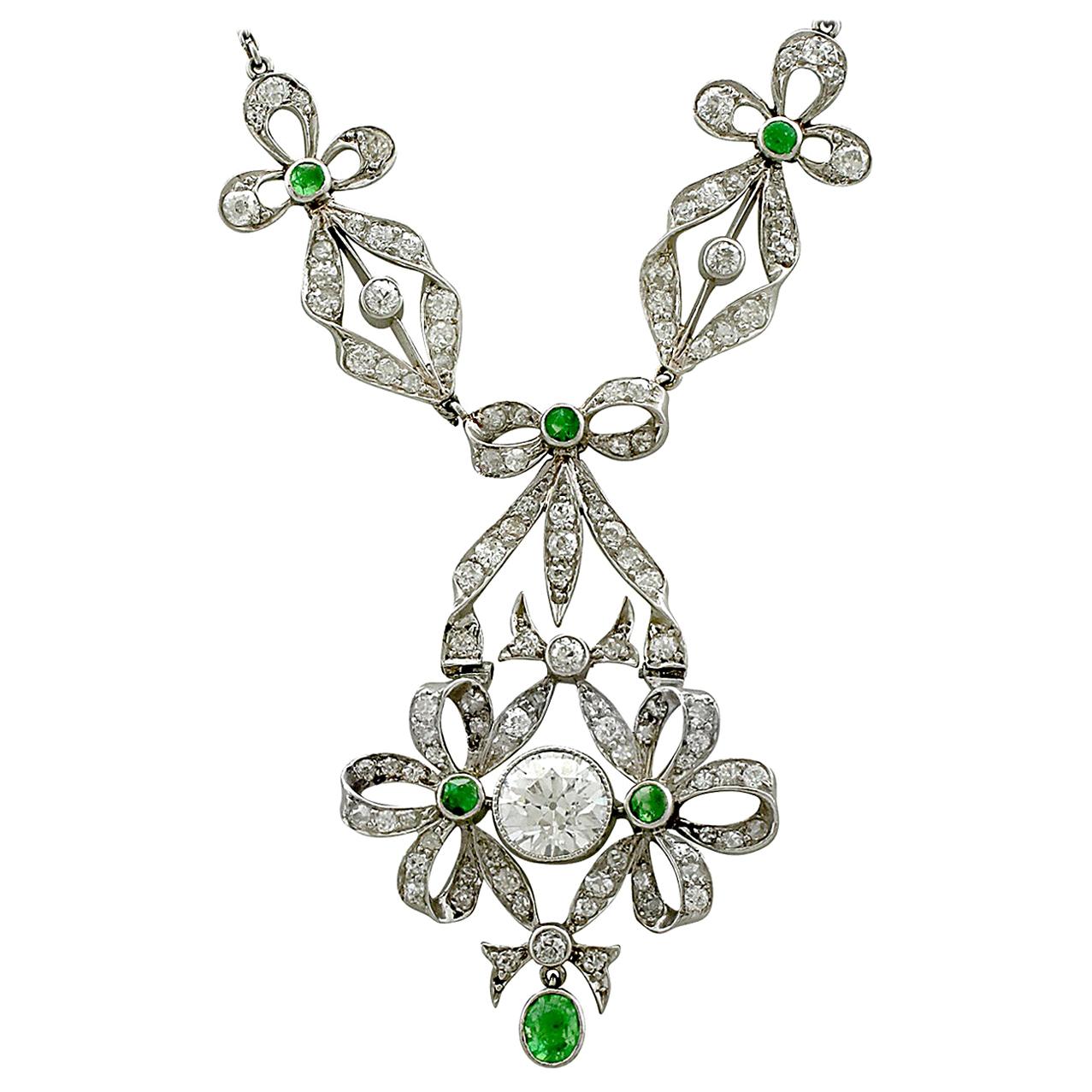 Antique Peridot and 2.53 Carat Diamond and Platinum Pendant, circa 1900