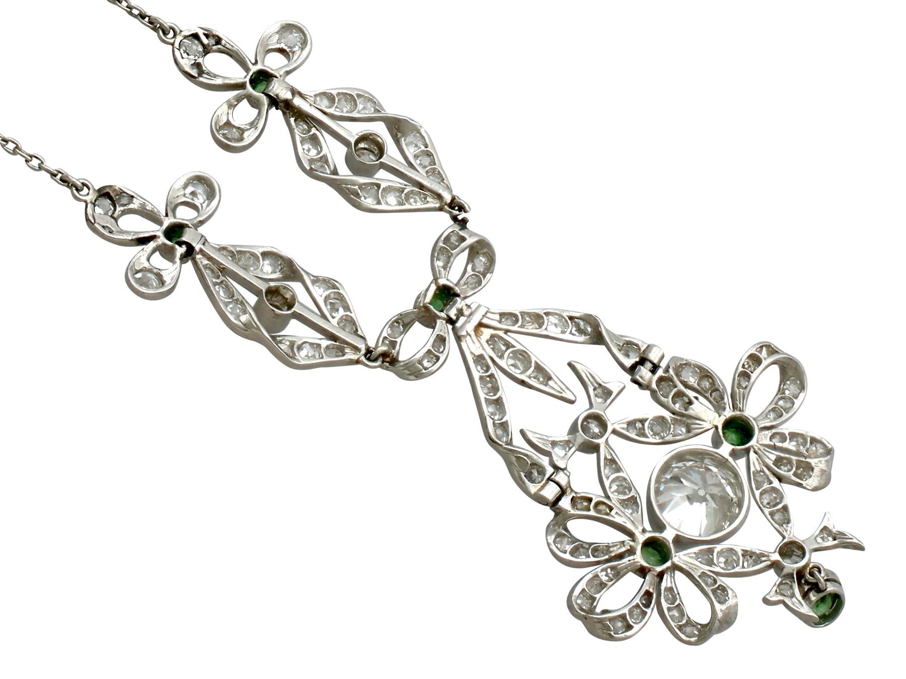 Women's Antique Peridot and 2.53 Carat Diamond and Platinum Pendant, circa 1900