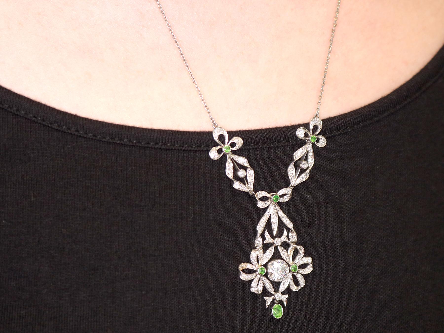 Antique Peridot and 2.53 Carat Diamond and Platinum Pendant, circa 1900 3