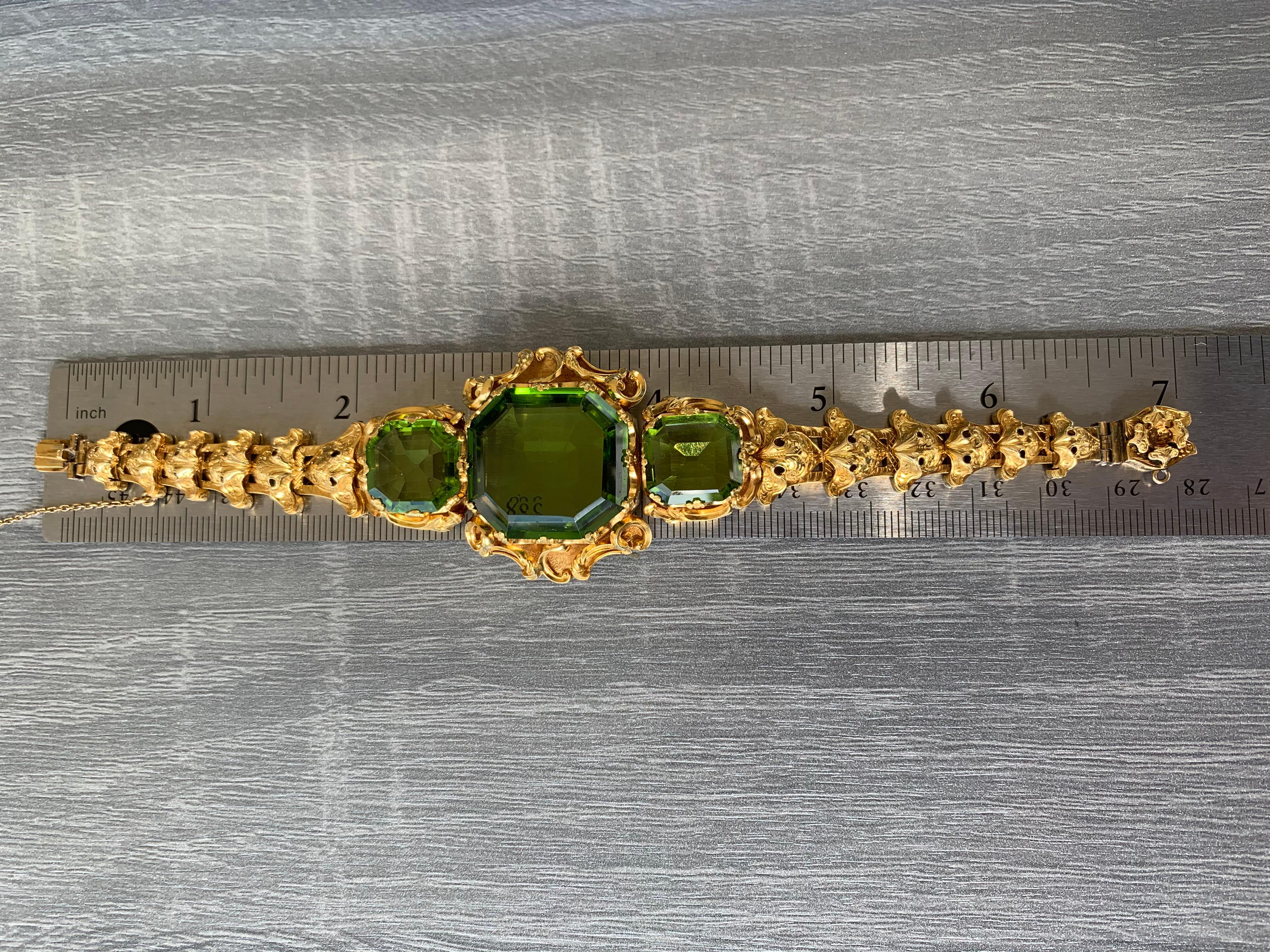 Women's or Men's Antique Peridot Gold Bracelet
