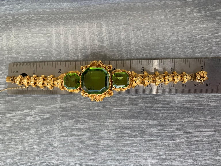 Antique Peridot Gold Bracelet For Sale 2