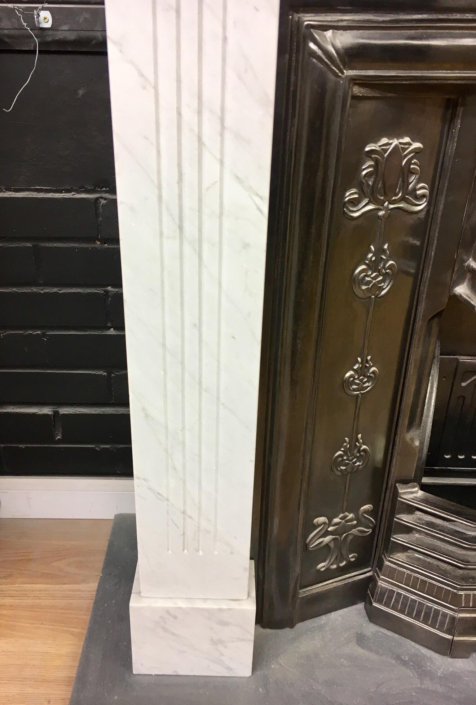 Carved Antique Period Carrara Marble Fireplace Surround