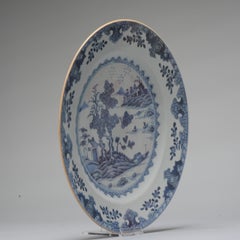 Antique Period Chinese Porcelain Dish Landscape Pagoda, ca 1730-1750