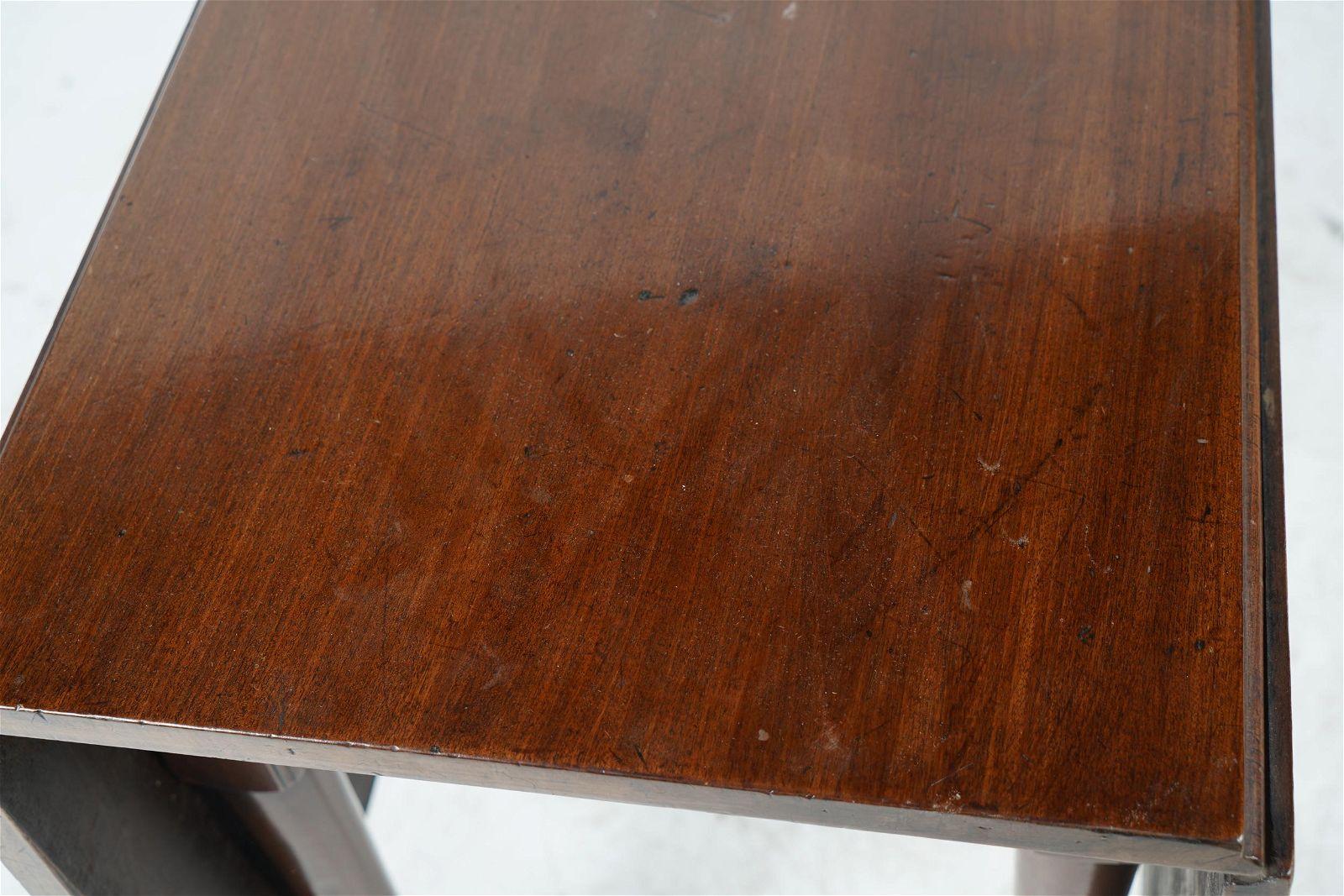 Hand-Crafted Antique Period English Queen Anne Mahogany Drop Leaf Table Late 18th Century For Sale