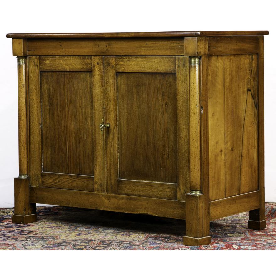 Antique Period French Empire Two Door Mixed Woods Cabinet W/ Ormolu Circa 1810 In Good Condition For Sale In Los Angeles, CA