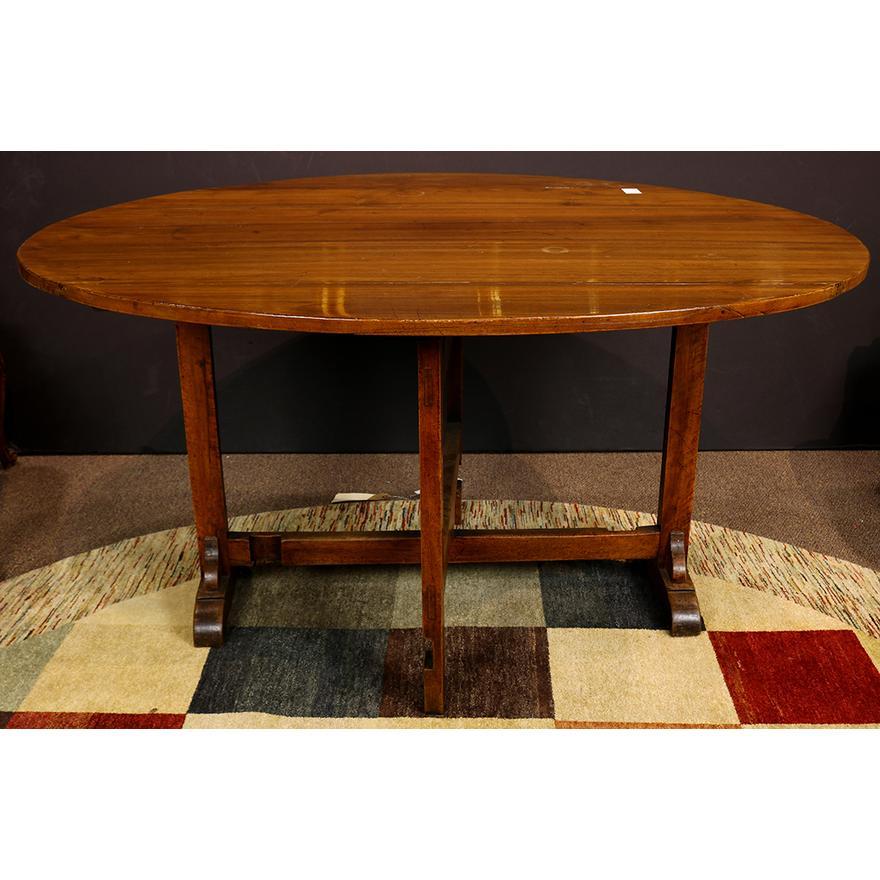 Hand-Crafted Antique Period French Provincial Walnut Drop Leaf Wine Dining Table Mid 18th C For Sale