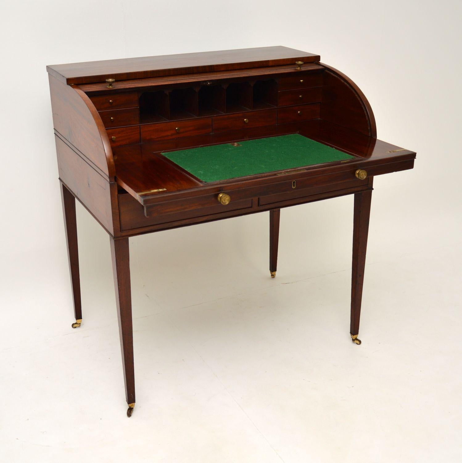 English Antique Period George III Tambour Top Desk