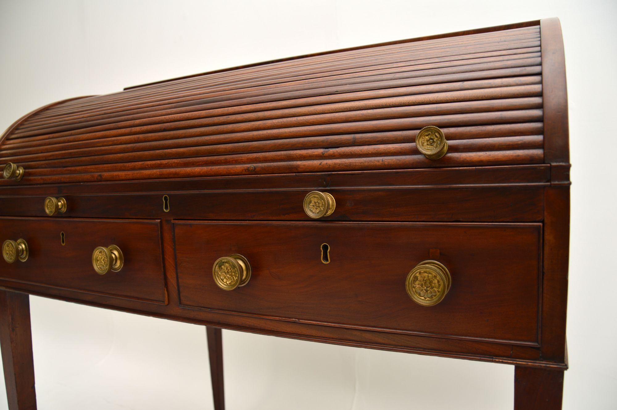 Wood Antique Period George III Tambour Top Desk