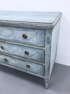 Antique Period Gustavian Chest of Drawers with Painted Wreaths, circa 1820