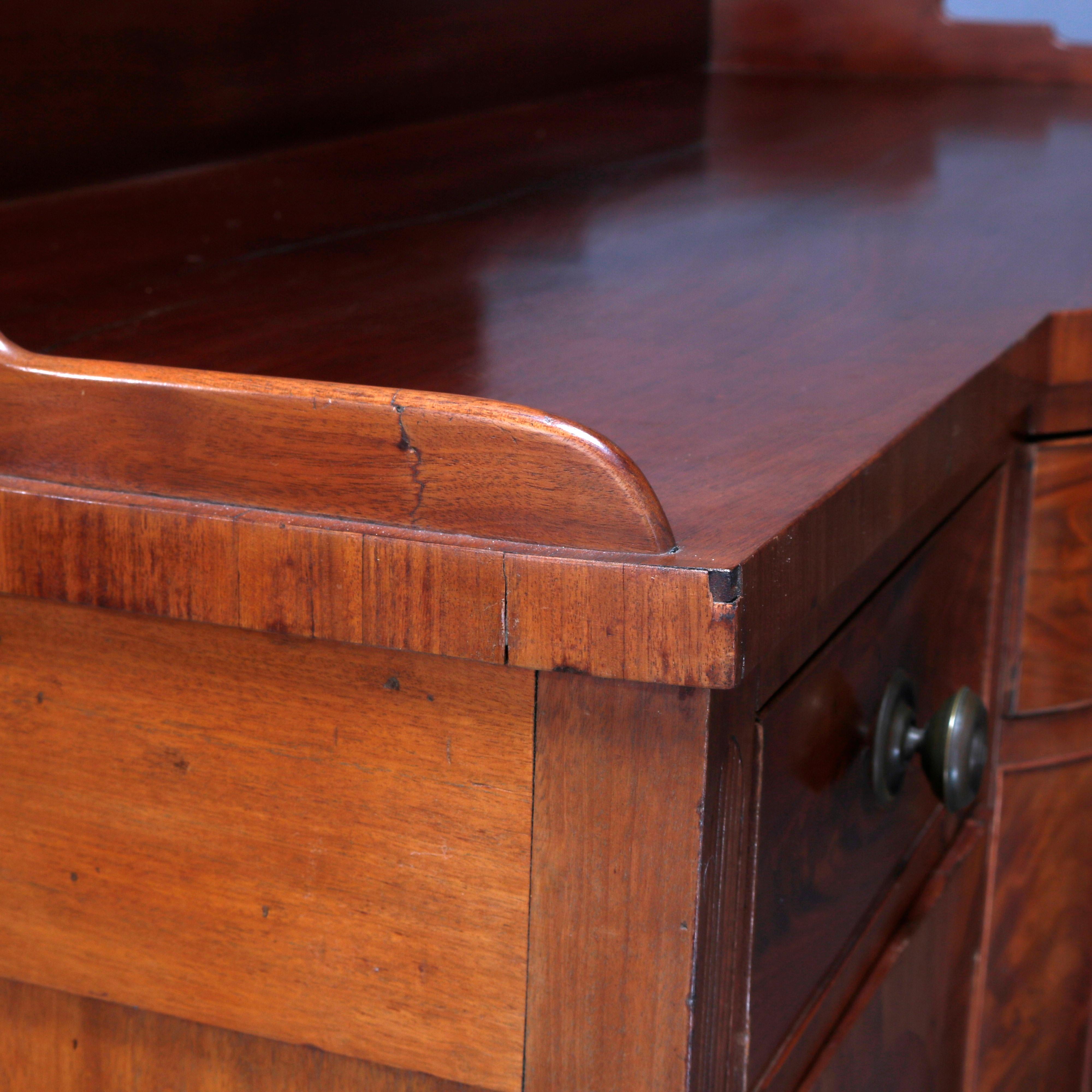 Antique Period Sheraton Flame Mahogany Bow-Front Sideboard, 19th Century 13