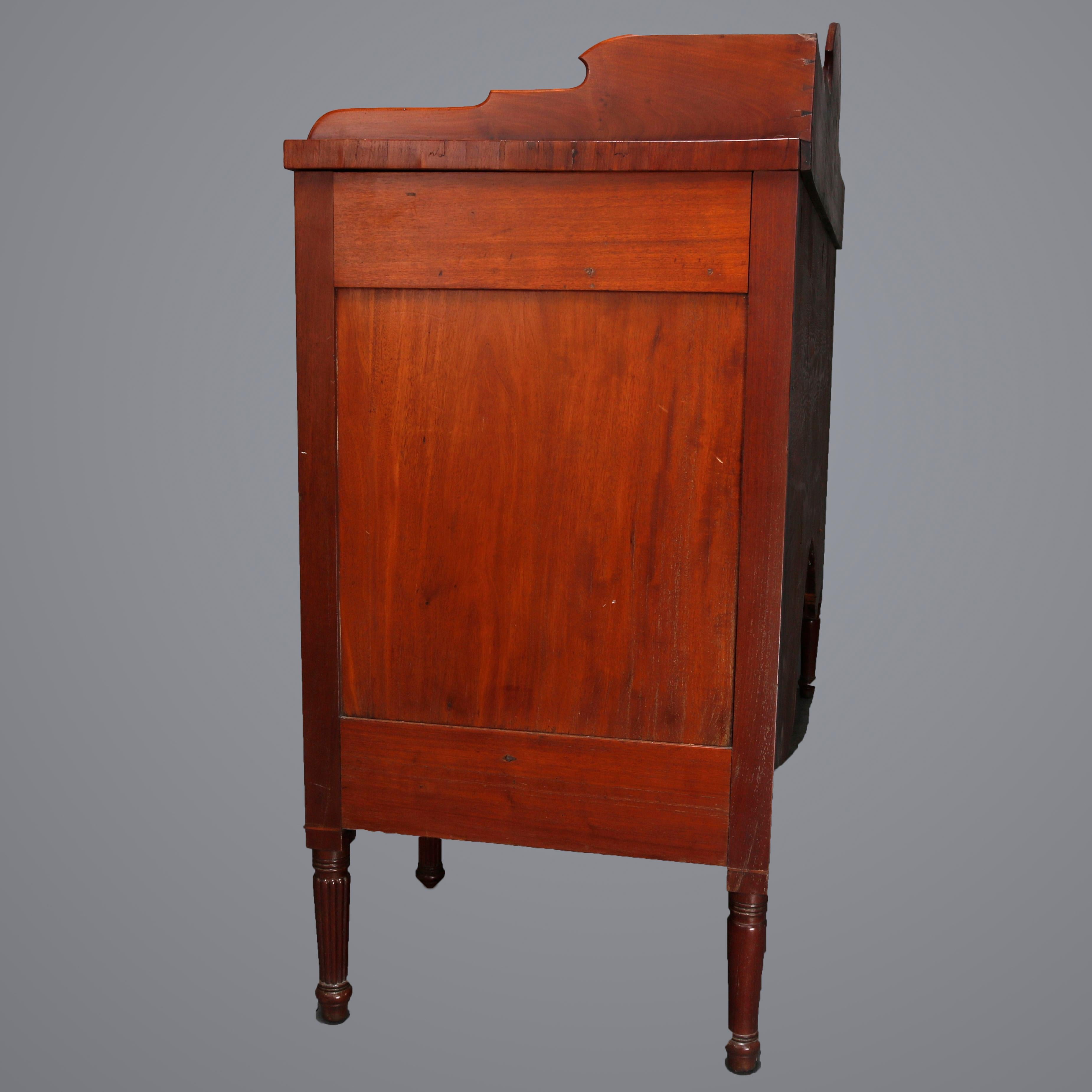 American Antique Period Sheraton Flame Mahogany Bow-Front Sideboard, 19th Century