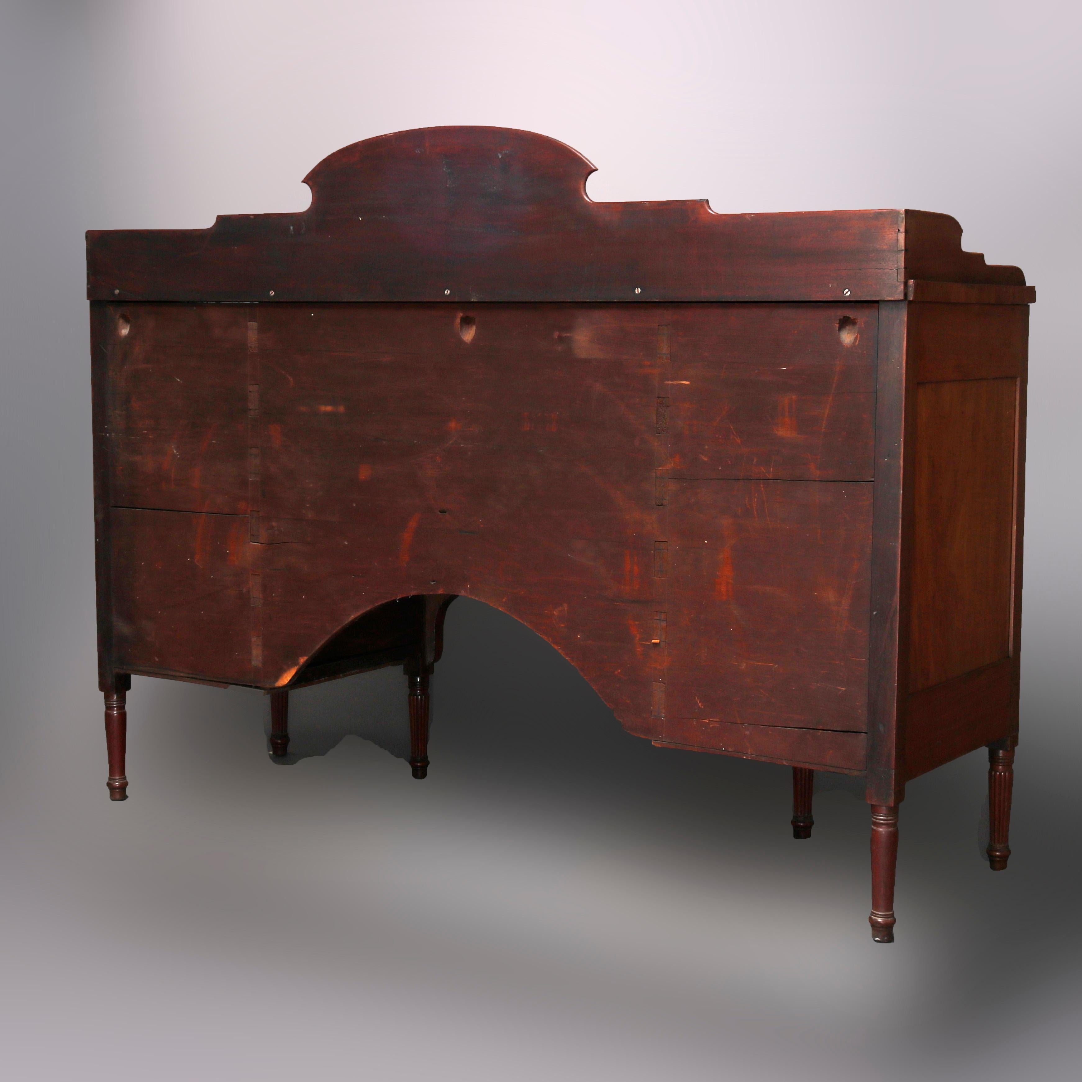 Antique Period Sheraton Flame Mahogany Bow-Front Sideboard, 19th Century In Good Condition In Big Flats, NY