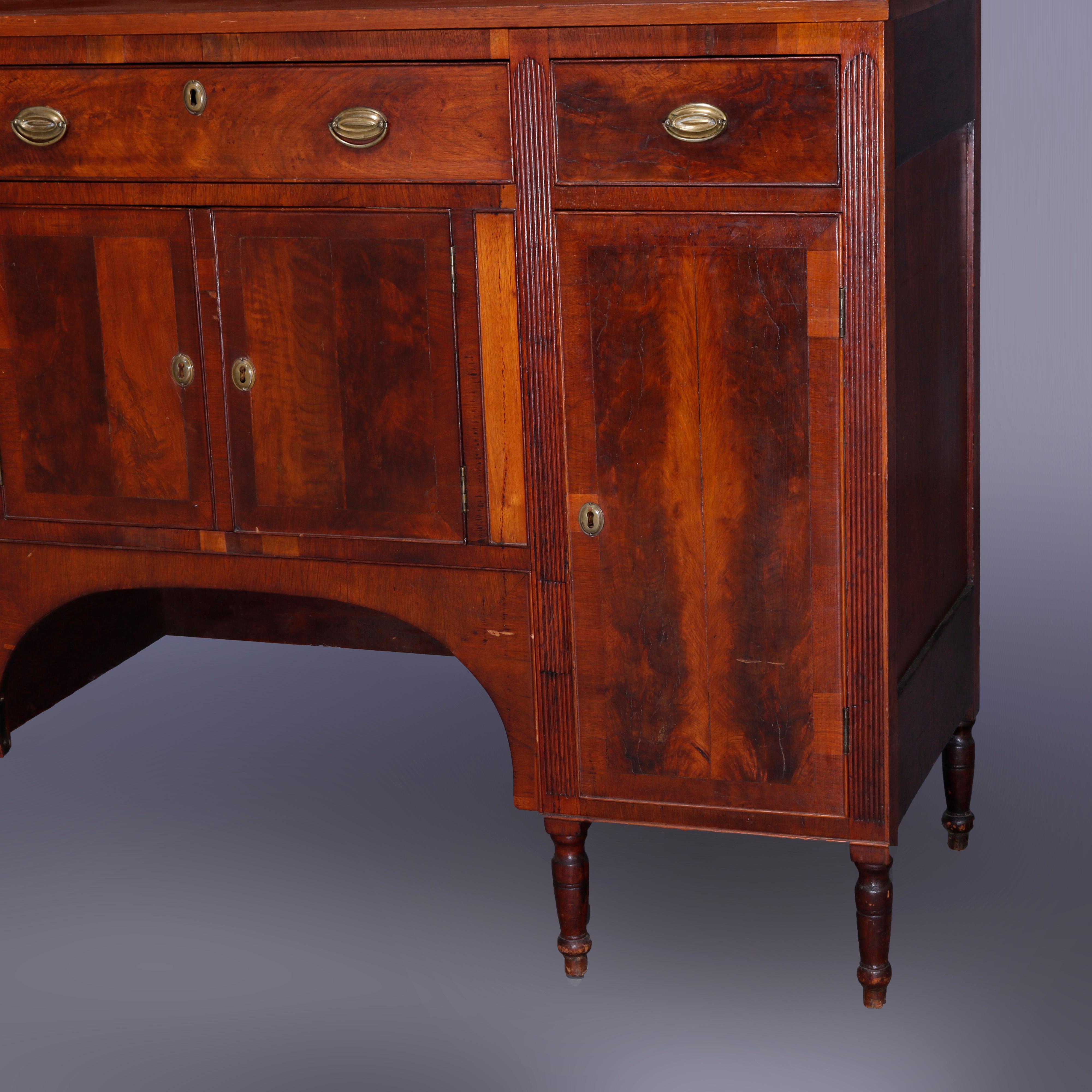 Antique Period Sheraton Flame Mahogany Sideboard, Circa 1830 In Good Condition In Big Flats, NY