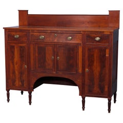 Antique Period Sheraton Flame Mahogany Sideboard, Circa 1830