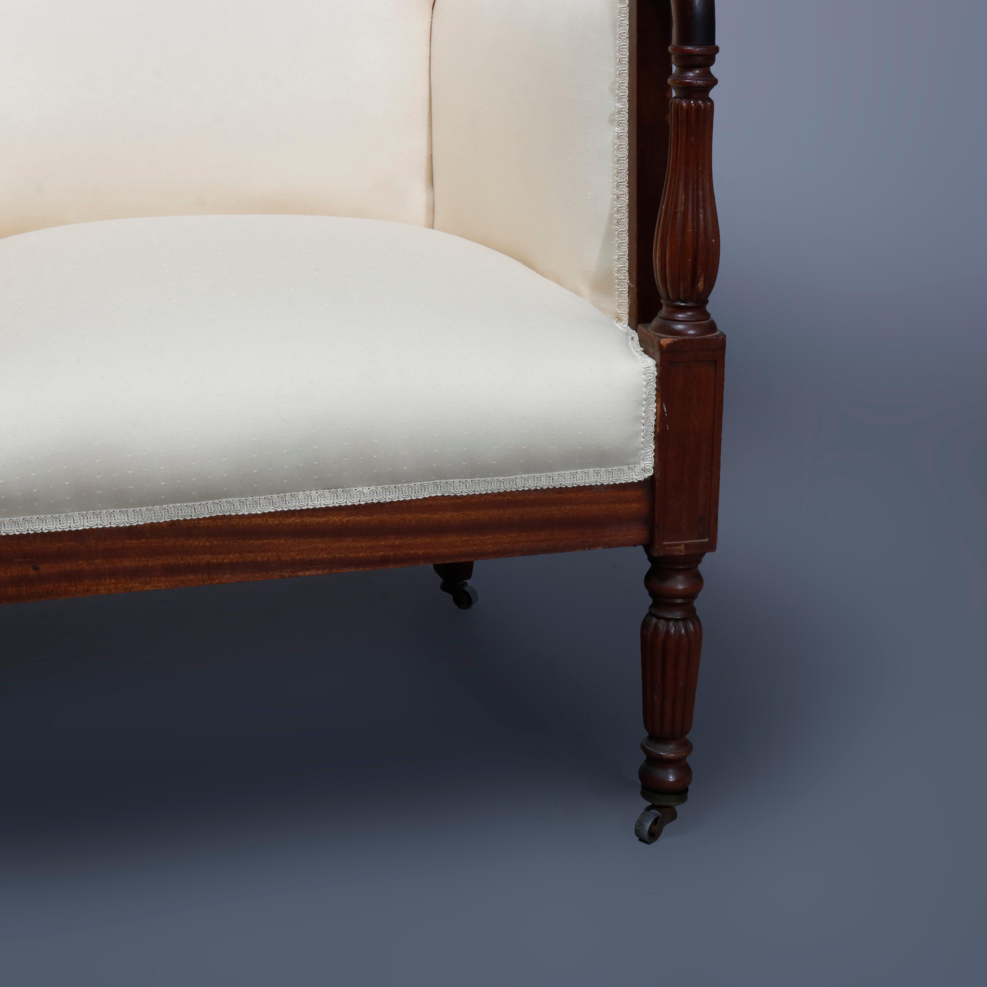 Antique Period Sheraton Mahogany Fireside Upholstered Wingback Chair, circa 1830 1