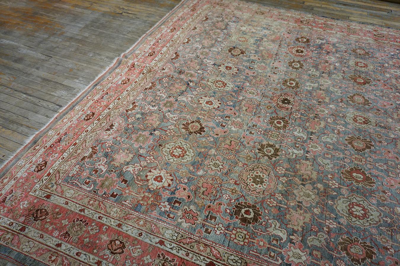 Wool Antique Perisan Bijar Rug 9' 0'' x 14' 0'' For Sale