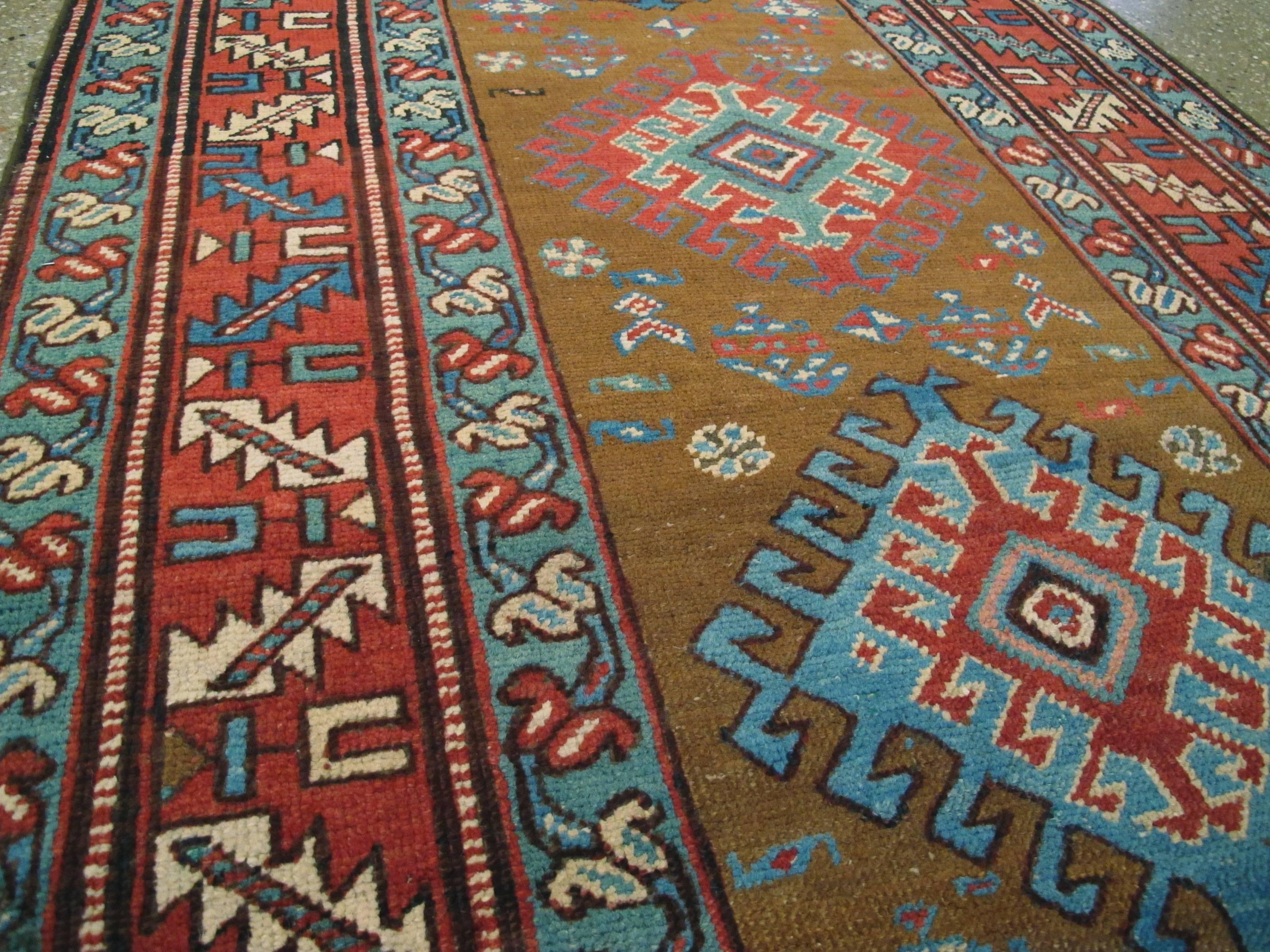 Hand-Knotted Antique Perisan Heriz Rug For Sale