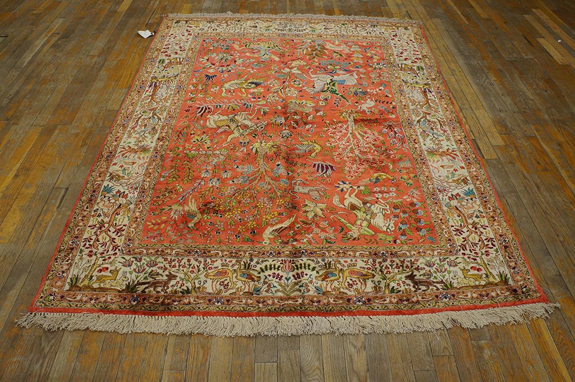 Antique Perisan Tabriz silk, Size: 4' 10''x 6' 7''.