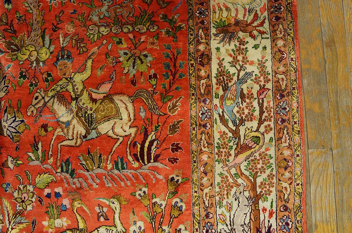 Hand-Knotted Antique Perisan Tabriz Silk