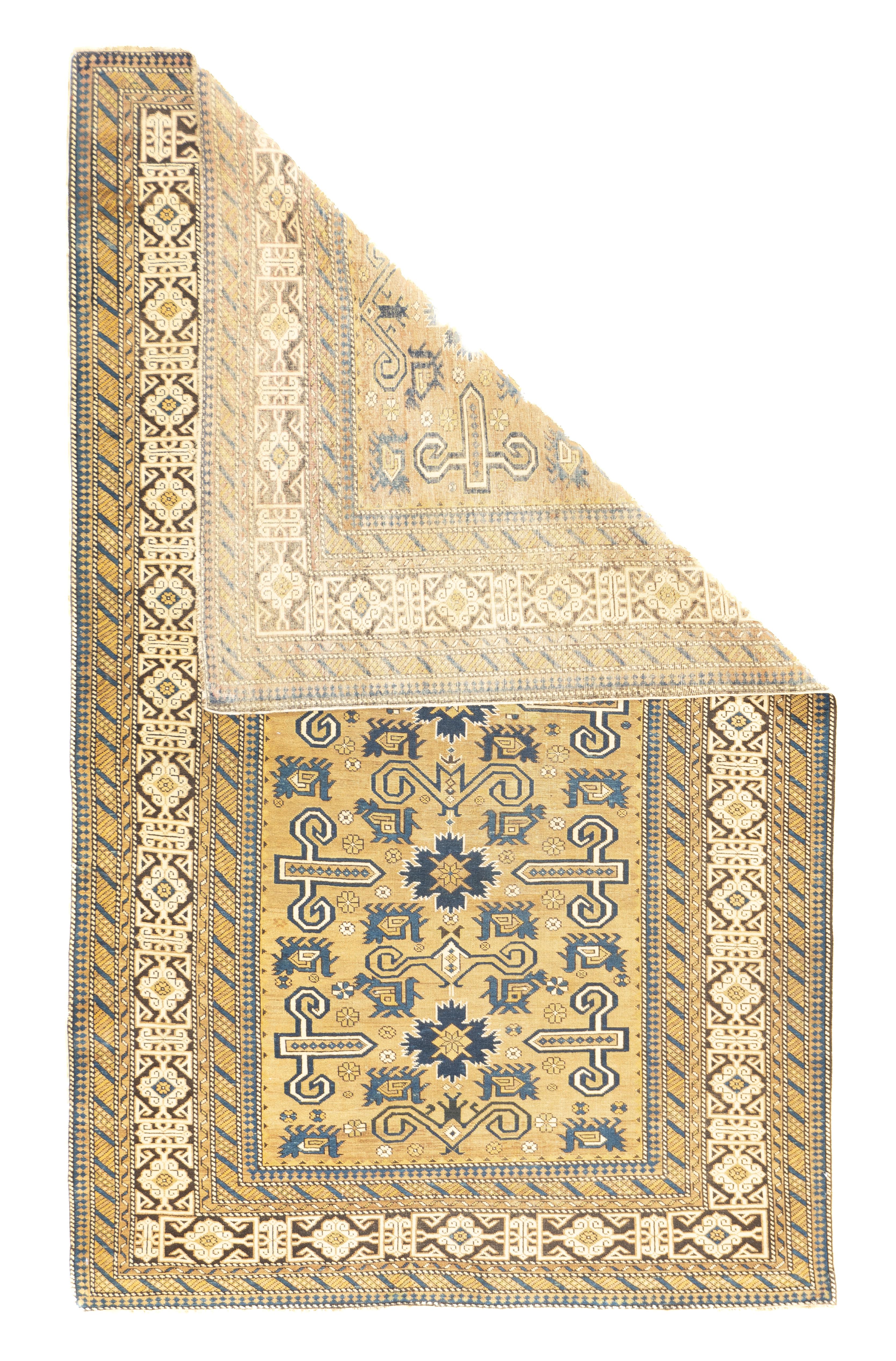 Antique Perpedil Rug 3'11'' x 6'5''. Generally in scatter sizes, from eastern Caucasus, all wool; geometric small scale patterns. A Kuba sub-type. Usually dark blue or cream grounds. A few prayer rugs. 