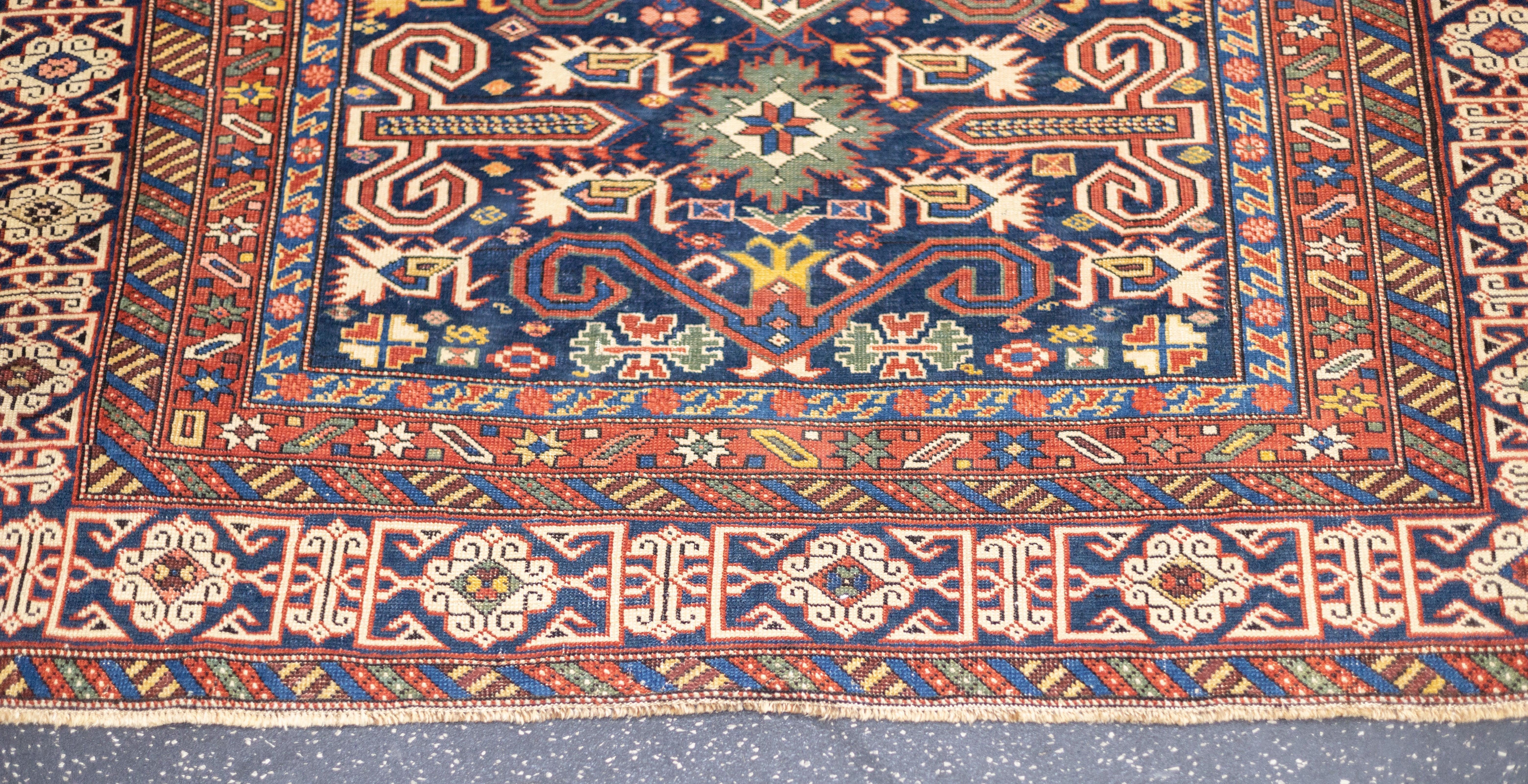 Caucasian Antique Perpedil Rug 3'7'' x 4'10'' For Sale