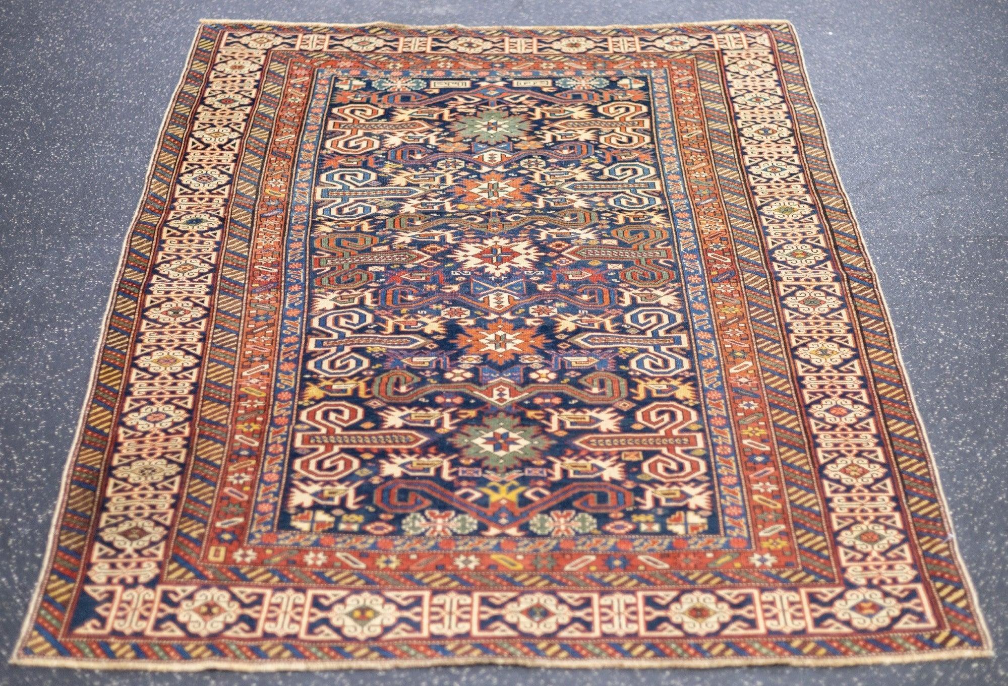 Hand-Knotted Antique Perpedil Rug 3'7'' x 4'10'' For Sale
