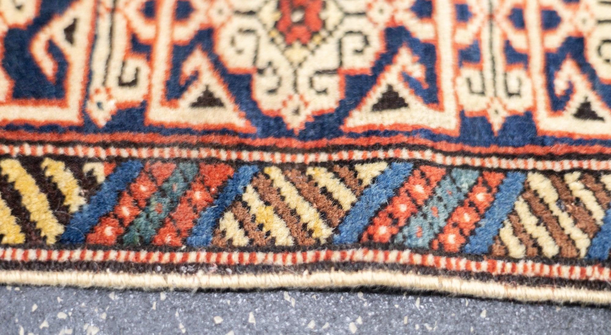 19th Century Antique Perpedil Rug 3'7'' x 4'10'' For Sale