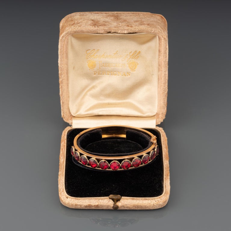 Pendentif Victorien Trèfle En Or Rose 18k Avec Grenats - Circa 1890, Perpignan - Occasion
