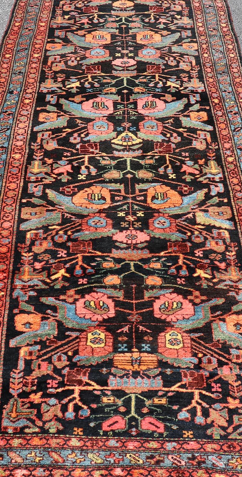 Antique Persain Nahavand Gallery Runner with All-Over Sub-Geometric Design For Sale 4