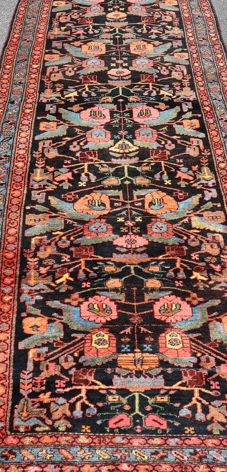 Antique Persain Nahavand Gallery Runner with All-Over Sub-Geometric Design. Keivan Woven Arts / rug X23-0817-339, country of origin / type: Persian / Nahavand, circa Early-20th Century.
Measures: 4'2 x 12'8 
This absolutely stunning Antique Nahavand