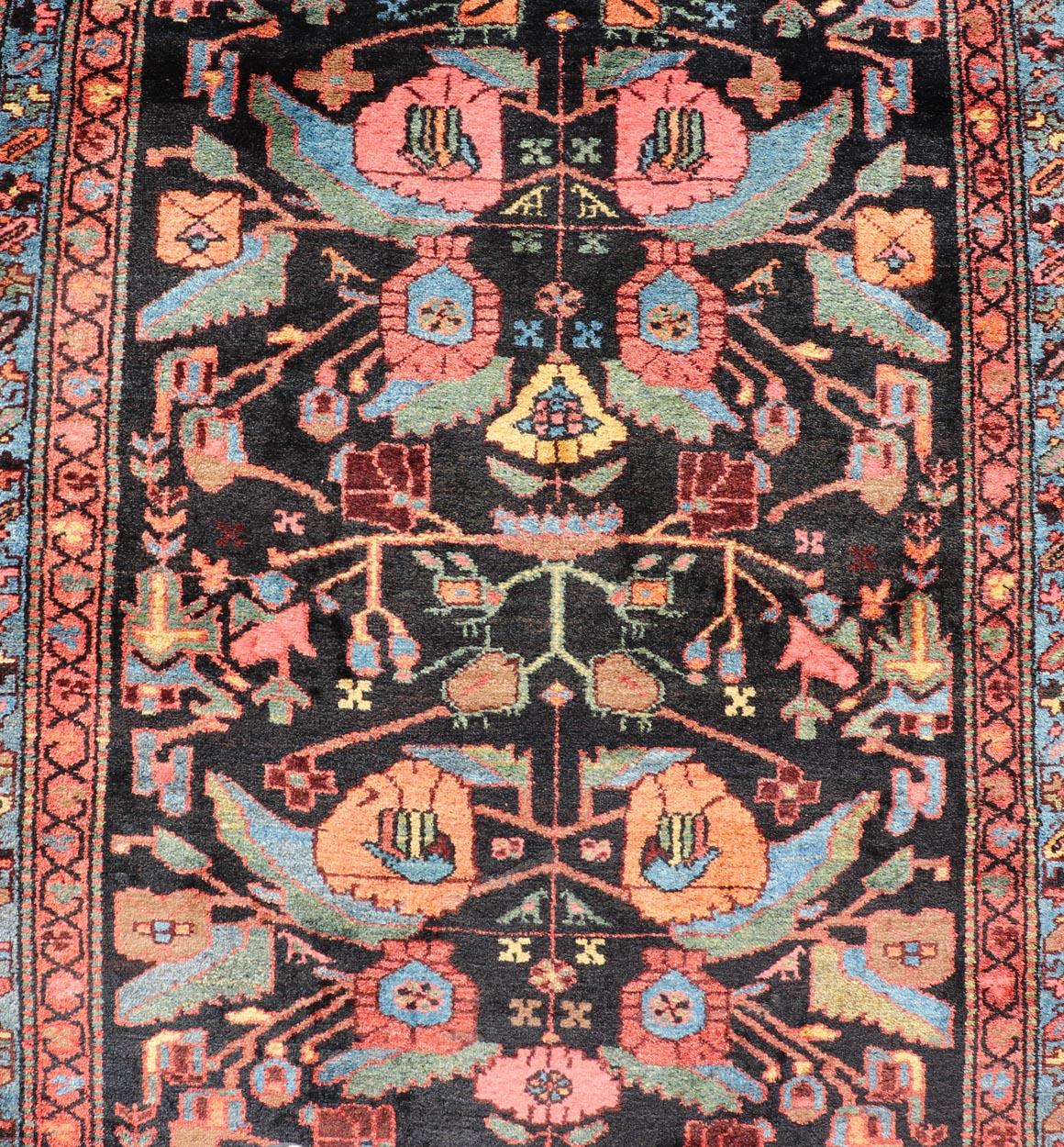 Persian Antique Persain Nahavand Gallery Runner with All-Over Sub-Geometric Design For Sale