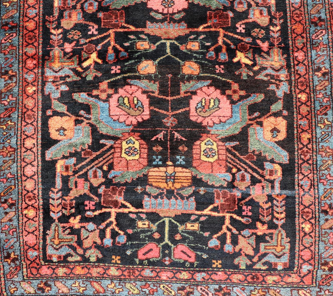 20th Century Antique Persain Nahavand Gallery Runner with All-Over Sub-Geometric Design For Sale