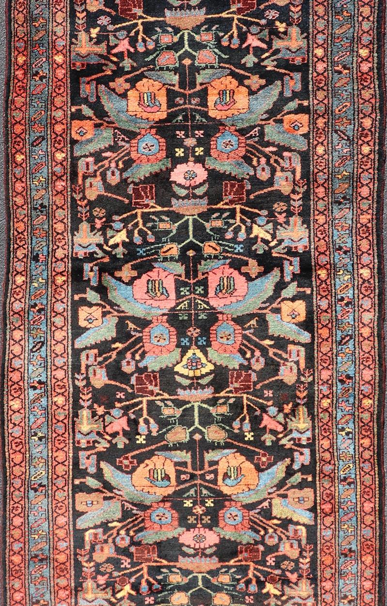Antique Persain Nahavand Gallery Runner with All-Over Sub-Geometric Design For Sale 1