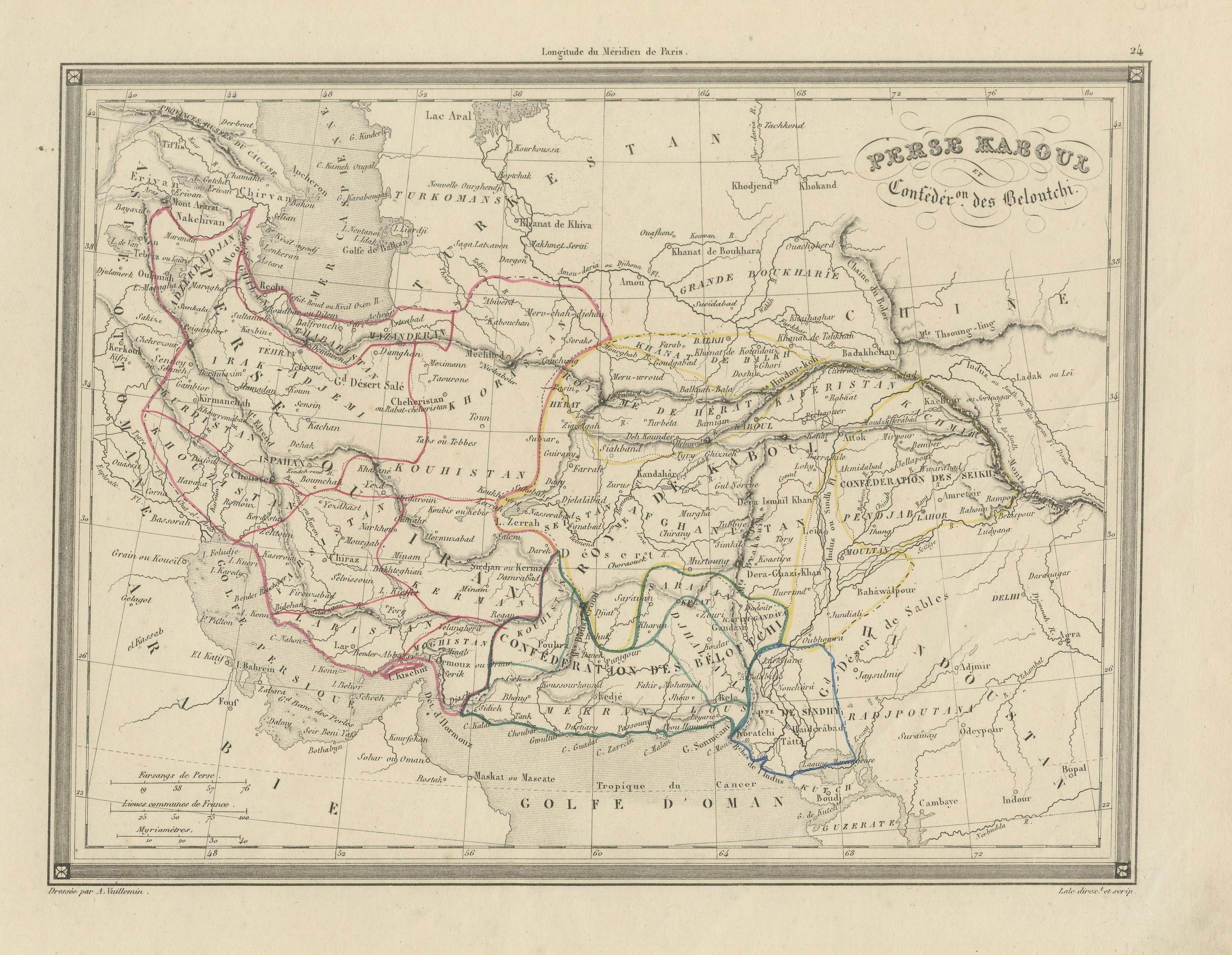Antique Persia Map, Iran Afghanistan & Central Asia, The Great Game Era, c.1850