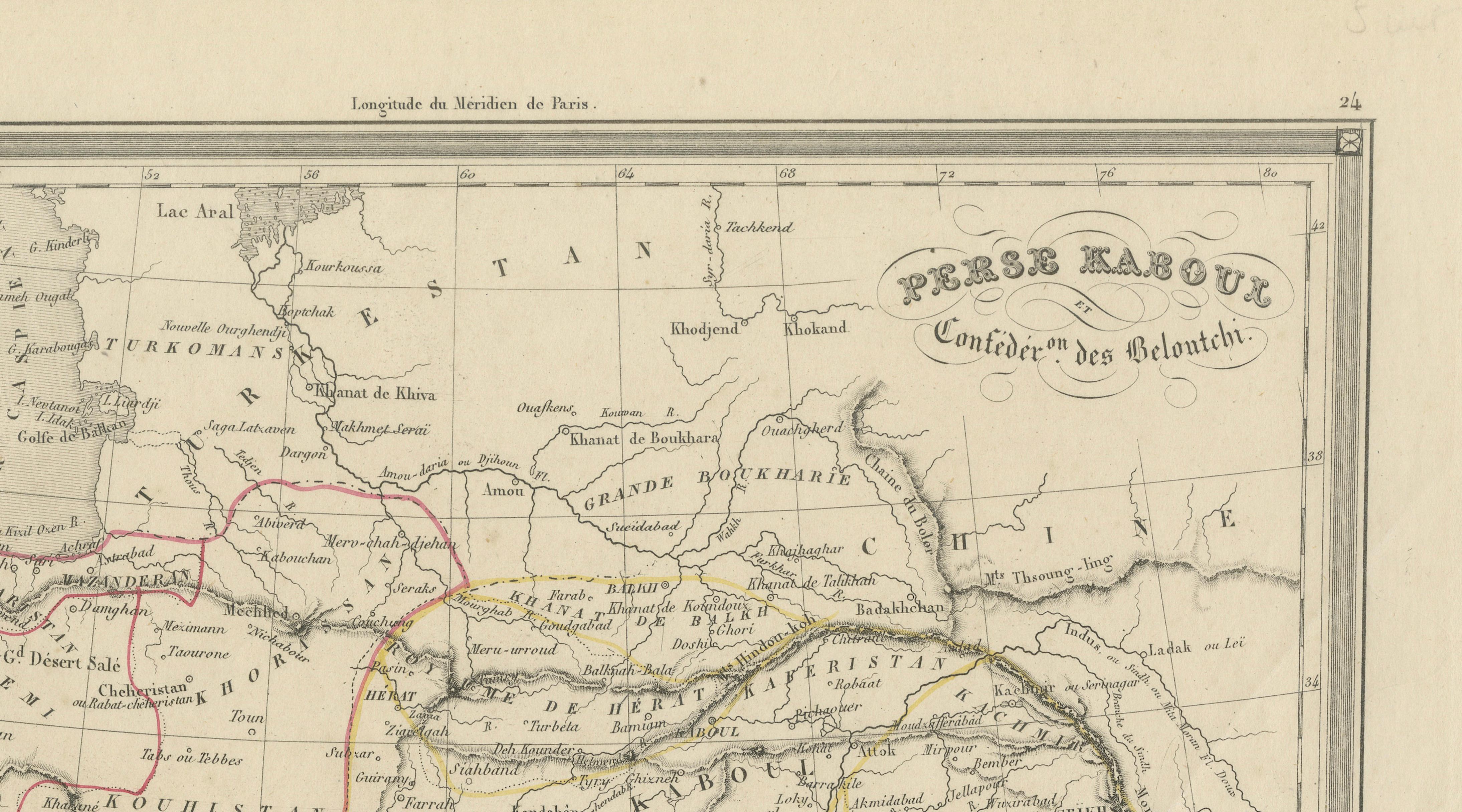 Antique Persia Map, Iran Afghanistan & Central Asia, The Great Game Era, c.1850