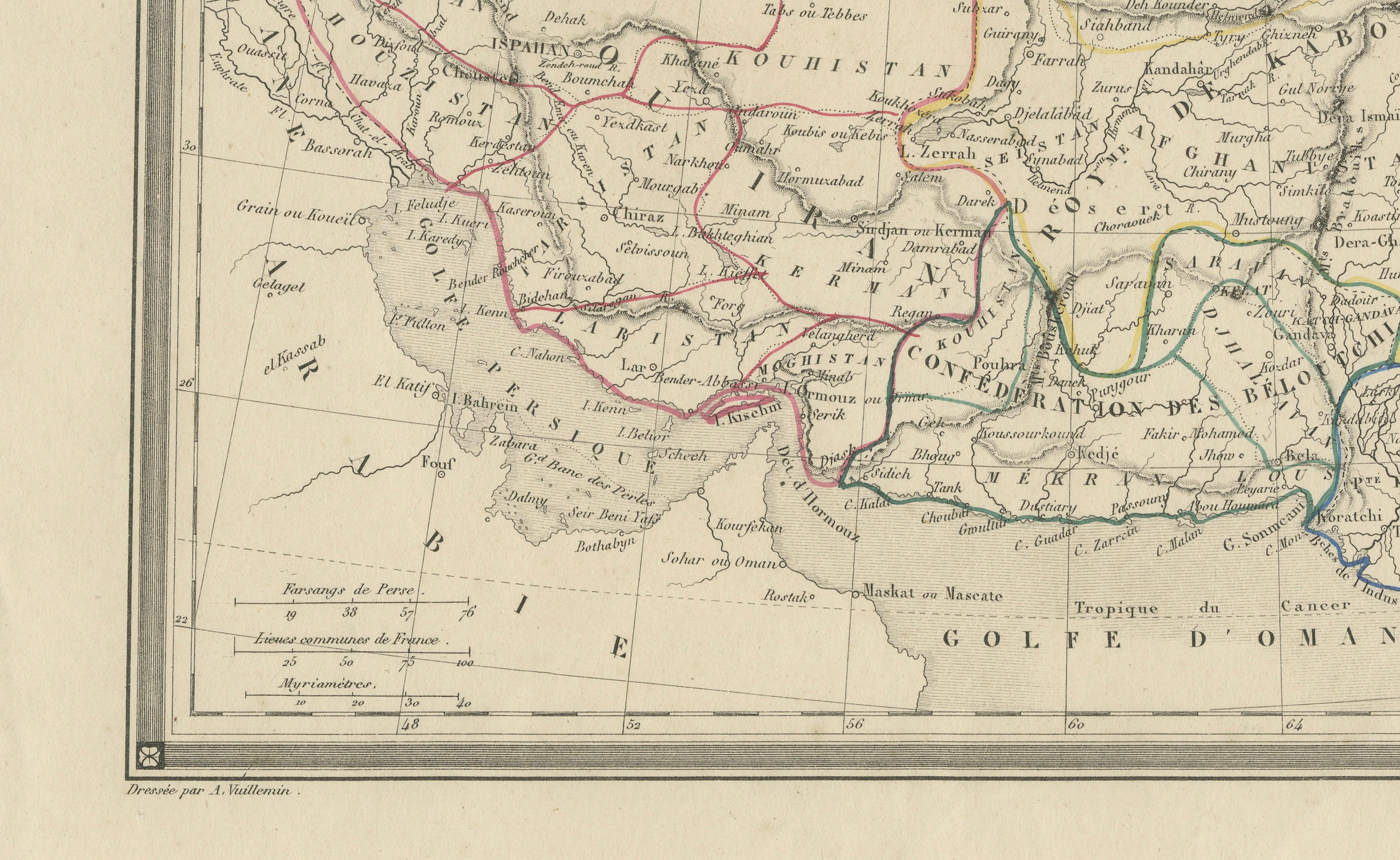 Antique Persia Map, Iran Afghanistan & Central Asia, The Great Game Era, c.1850